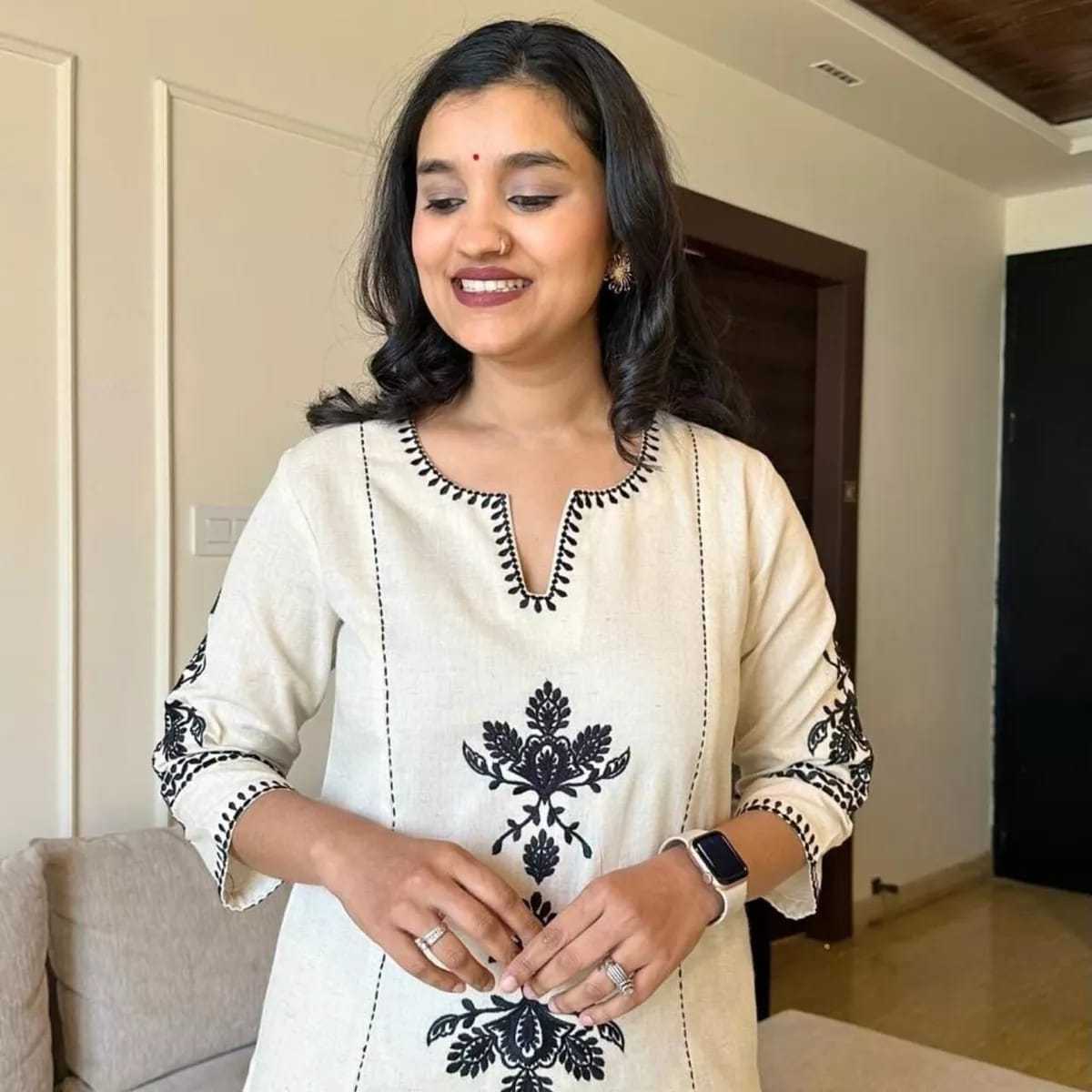 Ethnic Cotton Kurta Set for Women ? Straight Fit with Palazzo and Dupatta(M) - Image 7